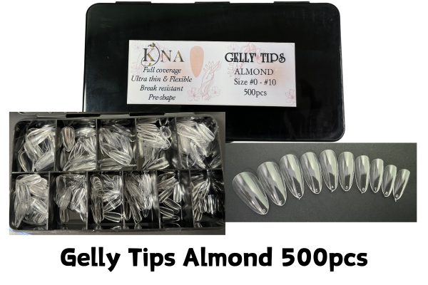 GELLY TIPS ALMOND 500PCS SIZE #0-#10