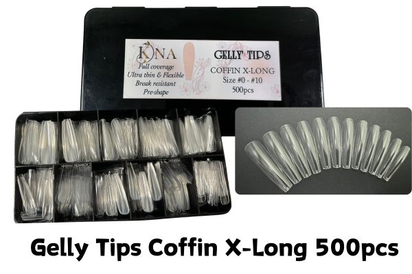 GELLY TIPS COFFIN X-LONG 500PCS SIZE #0-#10